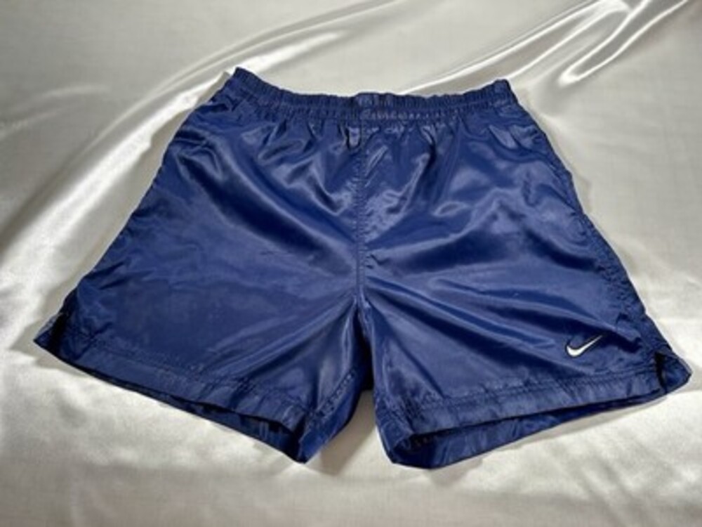VINTAGE Y2K NIKE GLANZ NYLON SATIN SHINY SHORTS Size M Men’s NAVY RARE